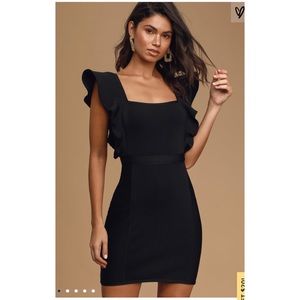 Lulu’s Toast To Us Black Ruffled Bodycon Dress NWT